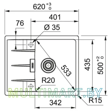 Кухонная мойка Franke Centro CNG 611/211-62 Fragranite 114.0639.680 (миндаль) картинка 2